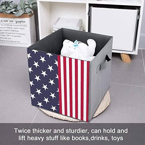 Amerikai Zászló Összecsukható Anyag Tároló Kocka Box 11 Inch Összecsukható Tárolók fogantyúval