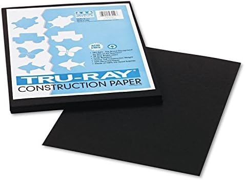 Pacon 103029 Tru-Ray Építési Papír, 76 kg, 9 x 12, Fekete, 50 Lap/Csomag