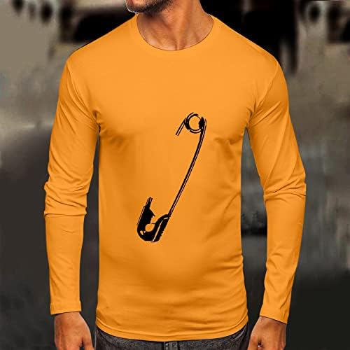 ZDDO Esik Mens Long Sleeve T-shirt, Grafikus Nyomtatás Alapvető Póló Slim Fit Muscle Fél Alkalmi Sleeve