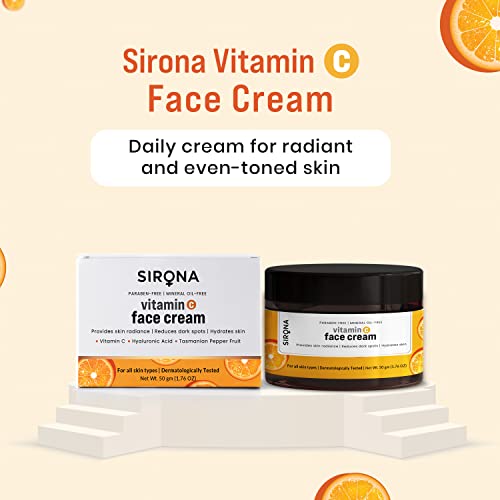 Sirona C-Vitamin Krém Hidratálja a Bőrt, Biztosítja a Bőr Ragyogását & Csökkenti a Sötét Foltok a hialuronsav