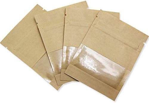 1000 Csomag 5.1x7.08 inch (Belső Méret: 4.7x5.7 hüvelyk) Világos Ablak Kraft Papír Zip Bag Visszazárható