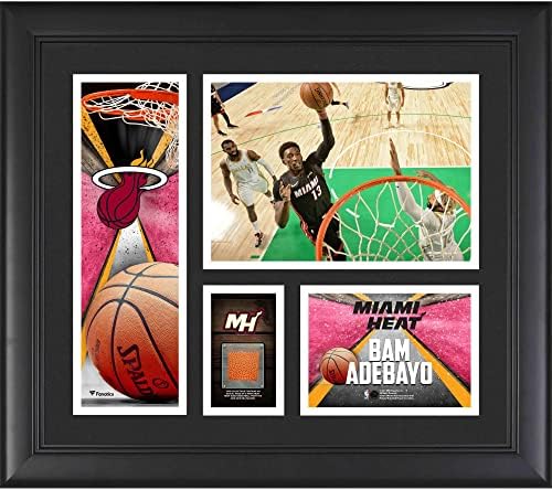 Bam Adebayo Miami Heat Keretes 15 x 17 Játékos Kollázs egy Darab Csapat-Használt Kosárlabda - NBA Játékos
