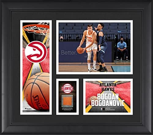 Bogdan Bogdanovic Atlanta Hawks Keretes 15 x 17 Játékos Kollázs egy Darab Csapat-Használt Kosárlabda -
