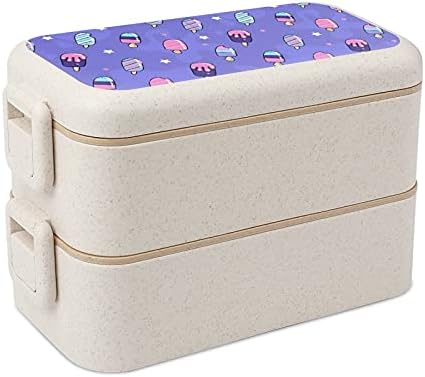 Aranyos, Rózsaszín, Lila Print All In One Bento Box Felnőtt/Gyerekek uzsonnás Doboz Készlet Étel elkészítése