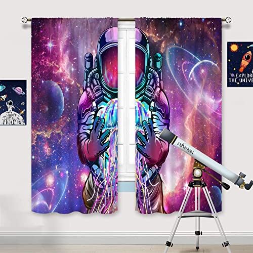 Cinbloo világűrből Idegenek Függöny 42Wx63H Hüvelyk Rod Zsebében Trippy Galaxy Bohém Hippi Fantasy Bolygó