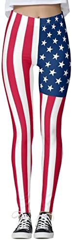 Július 4-én Magas Derekú Nadrágot a Nők USA Zászló Jóga Edzés Leggings Ultra Puha Ecsettel Rugalmas Edzés