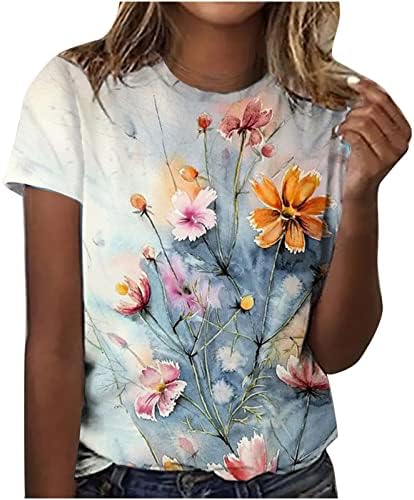 2023 Divat Női Aranyos Grafikus póló Sleeve Rövid Ujjú Alkalmi virágmintás Tee Maximum
