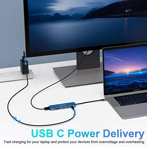 USB-C Hub Adapter, USB C Dongle MacBook Pro, 7 az 1-ben USB-C-HDMI Multport Adapter Kompatibilis USB-C