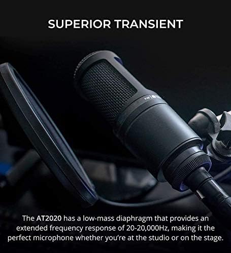 Audio-Technica AT2020PK Vocal Mikrofon Csomag Streaming/Podcasting Csomag Blucoil 4X 12 Akusztikus Ékek,