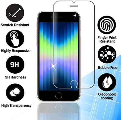 RKINC Screen Protector [4-Pack] iPhone SE 3 2022/2 2020-ra, iPhone 7 / iPhone 8, Edzett Üveg Fólia képernyővédő