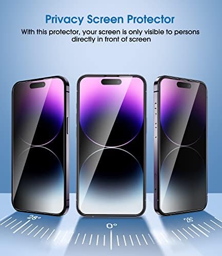 amFilm(2 Pack OneTouch iPhone 14 6.1 Pro 2022 Adatvédelmi képernyővédő fólia, 9H Edzett Üveg Anti-Spy