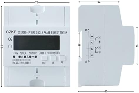 EZZON egyfázisú 220V 50/60Hz 65A Din Sín WiFi Intelligens Energia-Mérő Időzítő Monitor KWh Méter Wattmeter