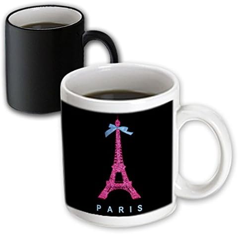 3dRose Forró Rózsaszín Párizsi Eiffel-Torony Franciaországból lányos kék szalag íj -... - Bögrék (mug_112908_1)