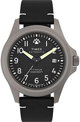 Timex Férfi Expedíció Észak-Titán Automatikus, 41 mm-es Karóra Fekete Szíjjal Fekete Számlap Titán-Ügy