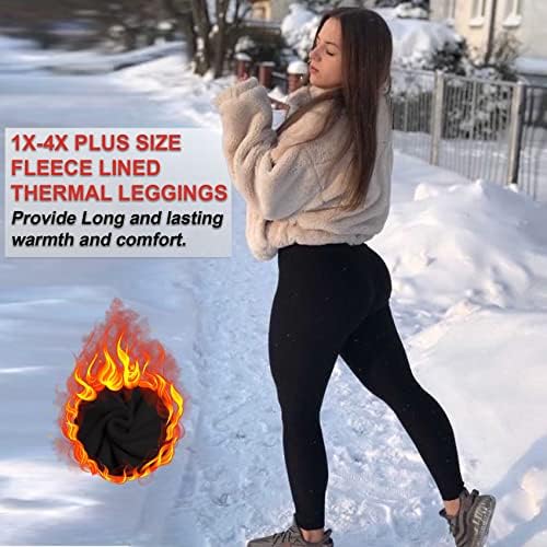 ÚJ, FIATAL 2 Pack Plus Size Fleece Bélelt Női Leggings-1X-4X Magas Derék Téli Has Ellenőrzési Termikus