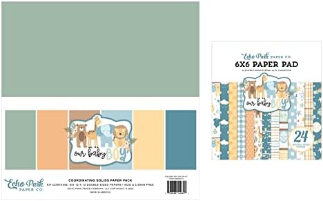 Echo Park Papír Gyűjtemény Csomag: A Baba Fiú, 12 x 12 Szilárd Papír Csomag + A kisfiam 6 x 6 Kétoldalas