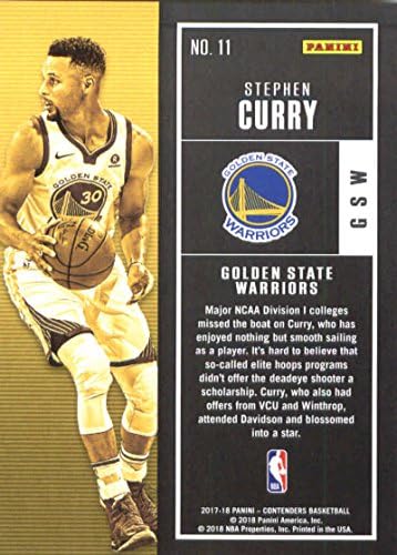 2017-18 Panini Versenyző Bérlet 11 Stephen Curry Golden State Warriors Kosárlabda Kártya