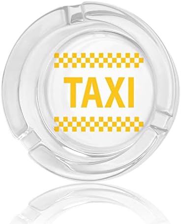 Taxi Logó Kerek Üveg Hamutartó tartó Cigaretta Esetében Aranyos Füstölgő Hamu Tálca