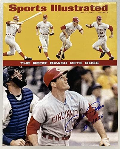 Pete Rose Aláírt Fotó 16x20 Illusztrált Borító Vörös Autogramot 4256 Inscrip TPG - Dedikált MLB Fotók