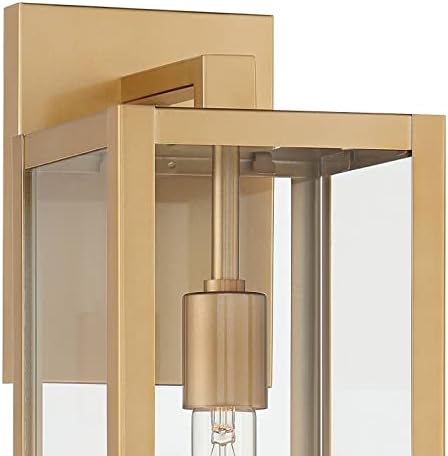 John Timberland Titán Modern Kültéri Fali Lámpa Lámpatest, Lágy Arany Fém 17 Tiszta Üveg a Post Külső
