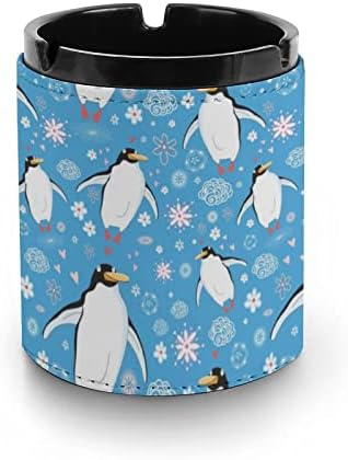 A szerelem Aranyos Pingvinek Bőr Hamutartó Kerek Cigaretta hamutartó Hordozható Hamu tartó Otthoni Irodai