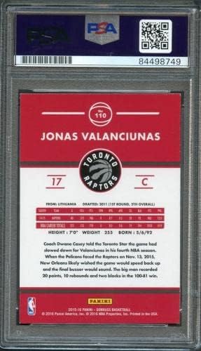 2015-16 Donruss Kosárlabda 110 Jonas Valanciunas Aláírt Kártya AUTOMATIKUS PSA Asztalon T - Kosárlabda