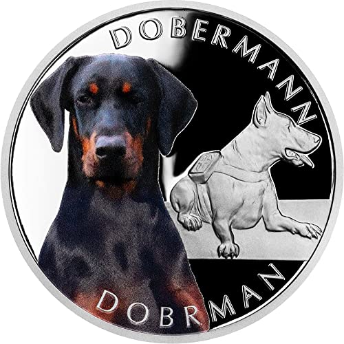 2023 DE a Kutya Fajták PowerCoin Dobermann 1 Óz Ezüst Érme 1$ Niue 2023 1 Oz Bizonyíték
