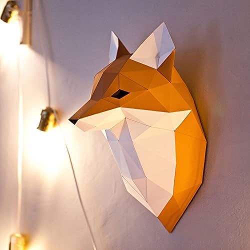 WLL-DP Fox Fej Alakú Papír Kézműves Kézműves Origami Papír Puzzle Szobor Három-Dimenziós Geometriai Fali