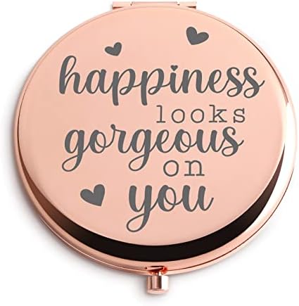 Inspiráló Női Ajándékot a Boldogságot úgy Néz ki, fantasztikus Kompakt Tükör Rose Gold Kollégám, Barátom