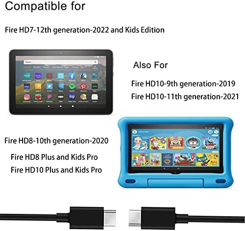 15W Gyors Töltő Új Tűz HD7 8 10 Tablet 10Ft USB-C Kábel, Kompatibilis az Új Tüzet 10/10Plus, HD 8/8Plus,