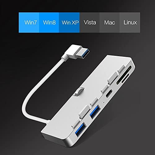WJCCY Többfunkciós USB Elosztó，Alumínium Ötvözet USB 3.0 Hub Elosztó Adapter SD/TF Kártya Olvasó