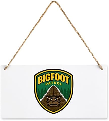 Bigfoot Járőr Fa Lógó Tábla Dekoráció Fa Téglalap Haza Konyha Fali Dekor 9.8 X 4,9 Hüvelyk