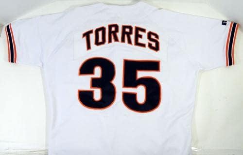 A San Francisco Giants Salomon Torres 35 Játékban Használt Fehér Jersey DP17463 - Játék Használt MLB