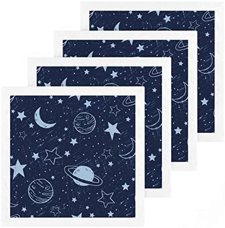 Kigai 4 Csomag Doodle Kék Bolygó, Csillag, Törülköző – Puha Arcát, Törölköző, Tornaterem, Törölköző, Hotel