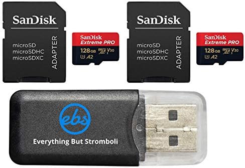 128GB SanDisk Micro SDXC-Extreme Pro Memória Kártya 2 Csomag Működik GoPro Hero 8 Fekete, Max 360 Action