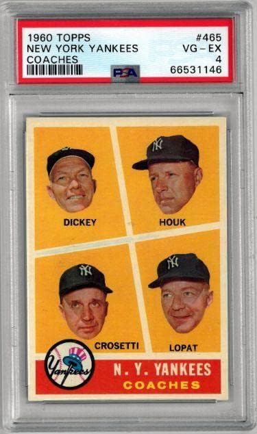 1960 Topps New York Yankees Edzők Kártya 465 - PSA Osztályozott 4 VG-EX (Bill Dickey/Frank Crosetti/Ralph