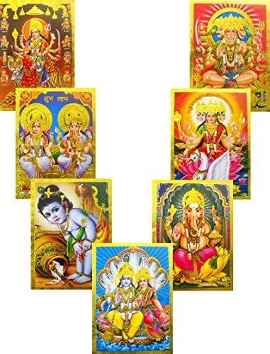 Nagykereskedelmi Sok 10 Hindu Istenek Istennő Arany Fólia Plakátok : Méret -5x7 Cm