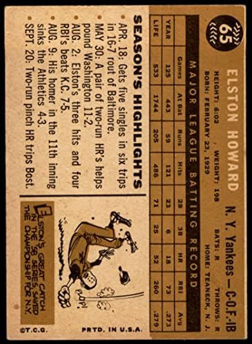 1960 Topps 65 Elston Howard New York Yankees (Baseball Kártya) JÓ Yankees