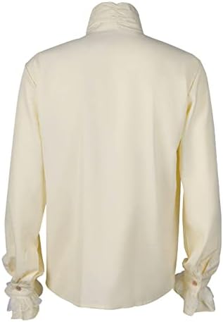 A Fekete Kalóz Póló Férfi Plus Size Férfi Gótikus Vintage Csipke-Shirt Állvány Gallér, Hosszú Ujjú Fold