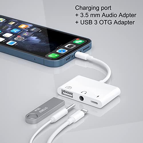 INVERZ NETTÓ USB iPhone Adapter, 3 in 1 USB OTG Adapter Töltő Port-3,5 mm-es Fejhallgató-csatlakozó Kompatibilis