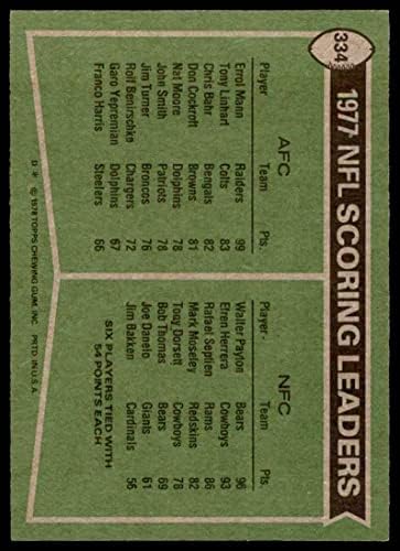 1978 Topps 334 Pontozás Vezetők Walter Payton/Errol Mann Medve/Raiders (Foci Kártya) NM Medve/Raiders