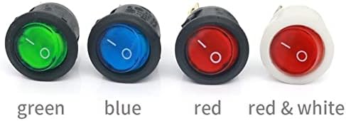 NESHO Rocker Kapcsoló 10DB ON/Off Kerek Rocker Kapcsoló, LED Világít, a Mini Fekete-Fehér Piros Kék 10A