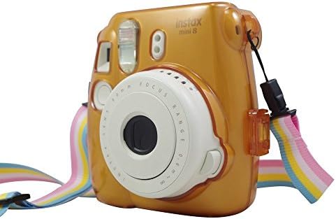LÓHERE Átlátszó Esetben Szállító Táska Kamera vállpánt Instax Mini 8 Mini 9 Instant Fényképezőgép (Barna)