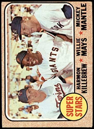 1968 Topps 490 Szuper Csillagok Mickey Mantle/Willie Mays/Harmon Killebrew Ikrek/Óriások/Yankees (Baseball