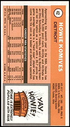 1970 Topps 42 Howie Komives Detroit Pistons (Kosárlabda Kártya) NM Pistons Bowling Green