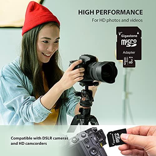 [Gigastone] 8GB 5-Pack Micro SD Kártyával, Teljes HD Videó Megfigyelő Biztonsági Kamera Akció Kamera Drón,