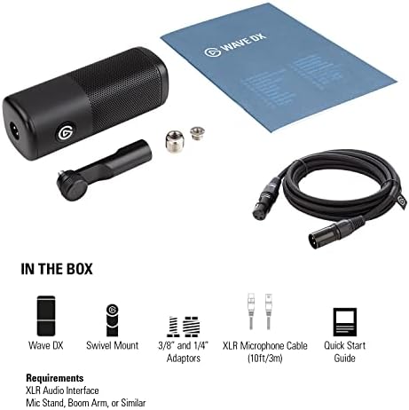 Az Elgato Hullám DX Kábel - XLR Dinamikus Mikrofon 10ft/3m XLR Kábel, Beszéd optimalizált Podcasting,