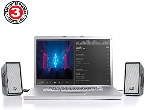 GOgroove Laptop Hangszórók - SonaVERSE O2 USB Tápellátású Asztali Hangszóró Dual Passzív Mélysugárzó Bass,