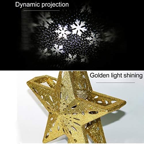 CONSUNDYTT karácsonyfa Égő Arany Csillag Topper a 3D-s Fehér Forgó Hópehely Projektor karácsonyfa Díszek