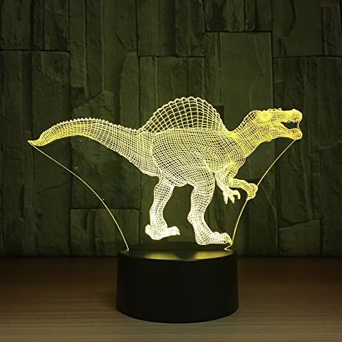3D Dinoszaurusz Éjszakai Fény Asztal Íróasztal Optikai Illúzió, Lámpák 7 színváltó LED Lámpák asztali